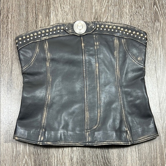 AREA Studded Leather Strapless Corset Top - Picture 5 of 11